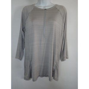 EMS‎ Techwick Top Women L 1/4 Zip 3/4 sleeve Gray Wicking Hiking Trail Gorpcore